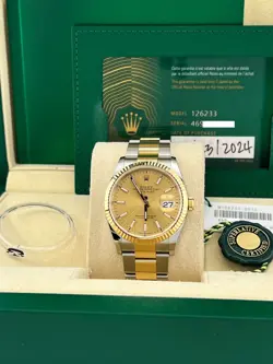 2024 ROLEX DATEJUST 126233 36MM CHAMPAGNE DIAL 18K YELLOW GOLD STEEL BOX PAPER