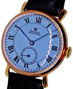 VINTAGE ROLEX MARCONI TIFFANY BLUE 18K GOLD PLATED CASE FANCY LUGS MENS WATCH