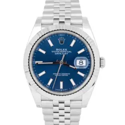 BRAND NEW PAPERS ROLEX DATEJUST 41 BLUE STAINLESS STEEL JUBILEE WATCH 126334 BOX