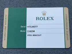 ROLEX GUARANTEE WARRANTY CARD BOOKLET 2015 DATEJUST 36 116234 !