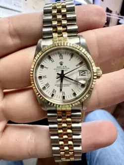 ROLEX DATEJUST 31MM TWO TONE MIDSIZE 68273 WHITE DIAL WITH BOX & PAPERS