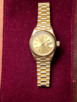 ROLEX DATEJUST PRESIDENT 18K YELLOW GOLD 26 MM CHAMPAGNE DIAL LADIES WATCH 69178