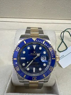 ROLEX SUBMARINER 116613LB SILVER AND GOLD OYSTER BRACELET WITH BLUE BEZEL