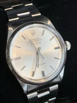 VINTAGE ROLEX AIR KING PRECISION 5500 34MM SS OYSTER BAND SILVER DIAL SERVICED