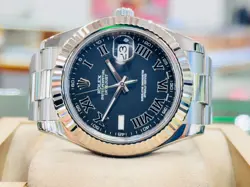 Rolex Datejust II 41 116334 Fluted Bezel Charcoal Roman Dial Oyster Bracelet B&P