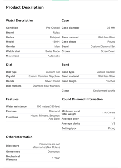 Rolex Datejust 36 mm Pink Dial Stainless Steel Diamond Watch Jubilee Band 16014.