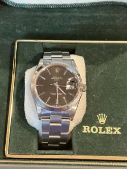 Rolex Date 15200- Black Dial W/ Oyster Bracelet & Silver Bezel, W/ Box & Papers!