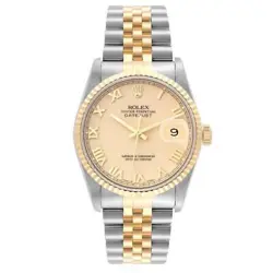MEN'S ROLEX 36MM DATEJUST TWO TONE 18K YELLOW GOLD / STAINLESS STEEL WRISTWATCH