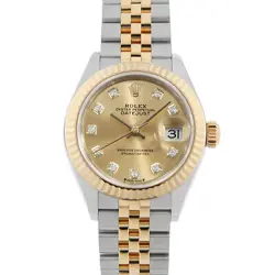 ROLEX DATEJUST 10P DIAMOND 279173G CHAMPAGNE GOLD RANDOM NUMBER SECOND HAND ...