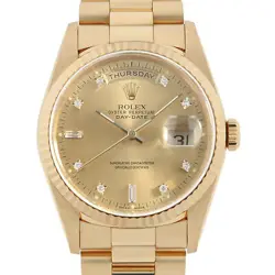 ROLEX DAY DATE 8P DIAMOND/2P BUCKET DIAMOND 18238A CHAMPAGNE GOLD N NUMBER S...