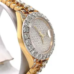 Rolex President 26 mm 18k Yellow Gold Full Custom Diamonds 8 ct. Ladies 69178