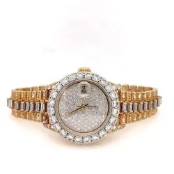 Rolex President 26 mm 18k Yellow Gold Full Custom Diamonds 8 ct. Ladies 69178