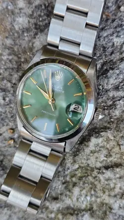 Vintage Rolex 6466 Boy Size 30mm Olive Green Dial Hand-Winding Watch 1967