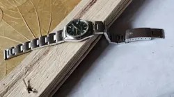 Vintage Rolex 6466 Boy Size 30mm Olive Green Dial Hand-Winding Watch 1967