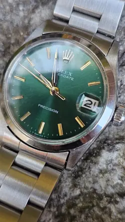 Vintage Rolex 6466 Boy Size 30mm Olive Green Dial Hand-Winding Watch 1967