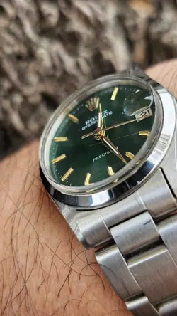 Vintage Rolex 6466 Boy Size 30mm Olive Green Dial Hand-Winding Watch 1967