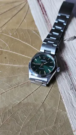 Vintage Rolex 6466 Boy Size 30mm Olive Green Dial Hand-Winding Watch 1967