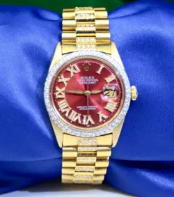 ROLEX OYSTER PERPETUAL DATEJUST WATCH 18K YELLOW GOLD WITH DIAMONDS