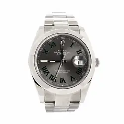 ROLEX OYSTER PERPETUAL DATEJUST WIMBLEDON AUTOMATIC WATCH STAINLESS STEEL 41