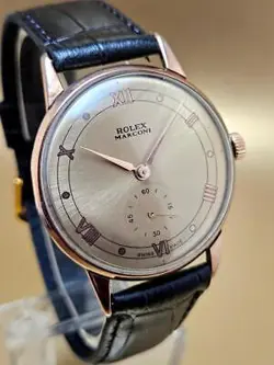 VINTAGE & FINE ROLEX MARCONI HAND WINDING GOLDEN CASE 1940'S  WRISTWATCH
