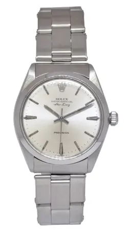 Rolex Air-King Precision Steel Silver Dial Rivet Mens 34mm Vintage Watch 5500