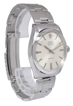 Rolex Air-King Precision Steel Silver Dial Rivet Mens 34mm Vintage Watch 5500