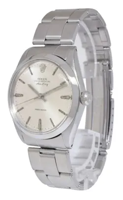 Rolex Air-King Precision Steel Silver Dial Rivet Mens 34mm Vintage Watch 5500
