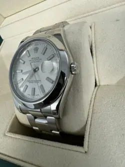 MINT ROLEX DATEJUST II 41MM WHITE STAINLESS STEEL SMOOTH OYSTER 116300 WATCH
