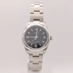LADIES ROLEX OYSTER PERPETUAL BLACK DIAL PINK INDICES WATCH