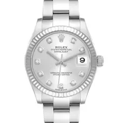 ROLEX DATEJUST MIDSIZE 31 STEEL WHITE GOLD DIAMOND DIAL LADIES WATCH 278274