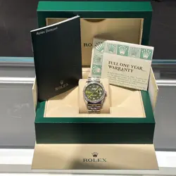 ROLEX DATEJUST 36 OLIVE GREEN STAINLESS STEEL JUBILEE DIAMOND BEZEL ref: 16234