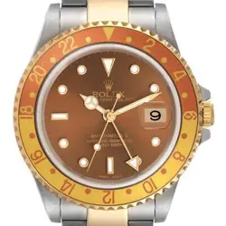 ROLEX GMT MASTER II ROOT BEER STEEL YELLOW GOLD MENS WATCH 16713 BOX PAPERS