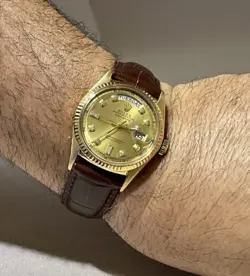 ROLEX PRESIDENT DAY-DATE 18K YG DIAMOND DIAL WATCH