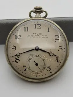 ROLEX POCKETWATCH,  PRECISION  LEVER 7 WORLD'S RECORDS,MODEL 2149 , RARE DIAL