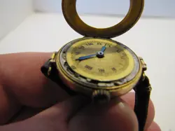 ANTIQUE WOMEN'S ROLEX 15J POCKET WATCH CONVERSION WATCH 9K CASE USED WORKS READ