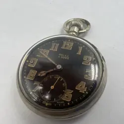 Vintage WWII Rolex A 9988 British Military Stainless Steel Pocket Watch Working