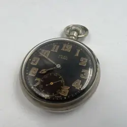 Vintage WWII Rolex A 9988 British Military Stainless Steel Pocket Watch Working