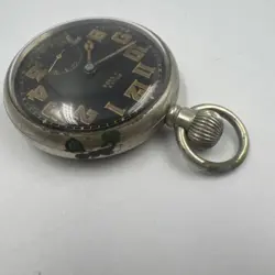Vintage WWII Rolex A 9988 British Military Stainless Steel Pocket Watch Working