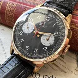 ROLEX CHRONOGRAPH BLACK DIAL MEN'S WRISTWATCH VINTAGE 1940S 38MM MANUAL WINDING
