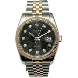 ROLEX  Datejust 10P Diamond 116231G Black Carving Con Watches Stainless Stee...