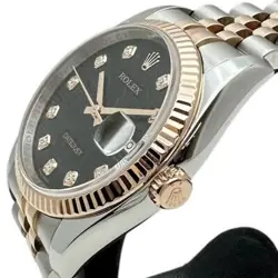 ROLEX  Datejust 10P Diamond 116231G Black Carving Con Watches Stainless Stee...