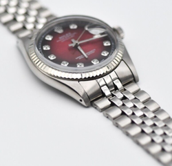 Rolex Datejust 36mm Red Vignette Diamond Dial Watch 1601 Steel /18K Gold Jubilee