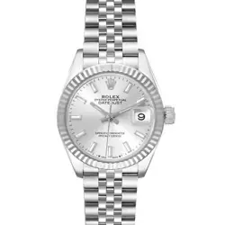 ROLEX DATEJUST 28 STEEL WHITE GOLD SILVER DIAL LADIES WATCH 279174