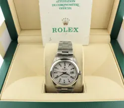 2003 ROLEX DATE 15200 WHITE ROMAN SS OYSTER WITH PAPERS 34MM