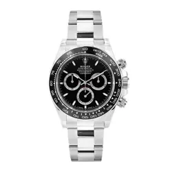 ROLEX DAYTONA WATCH 40MM BLACK INDEX HOUR MARKERS DIAL STAINLESS STEEL 126500LN