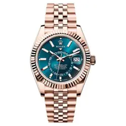 ROLEX SKY-DWELLER WATCH 42MM BLUE INDEX HOUR MARKERS DIAL ROSE GOLD 336935