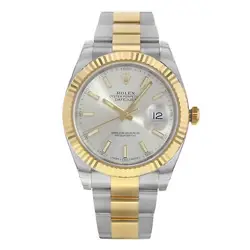ROLEX DATEJUST 41 STEEL 18K YELLOW GOLD SILVER DIAL MEN WATCH 126333