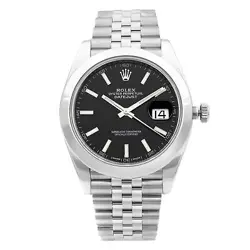ROLEX DATEJUST 41 STAINLESS STEEL BLACK INDEX DIAL AUTOMATIC MENS WATCH 126300