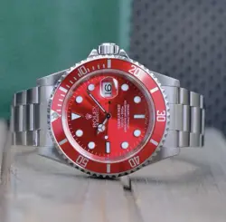 ROLEX SUBMARINER DATE MENS WATCH STEEL RED DIAL RED INSERT OYSTER 40MM 16610.
