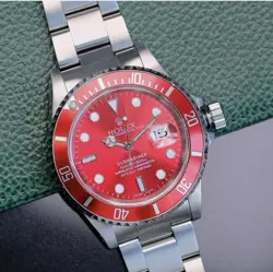 ROLEX SUBMARINER DATE MENS WATCH STEEL RED DIAL RED INSERT OYSTER 40MM 16610.